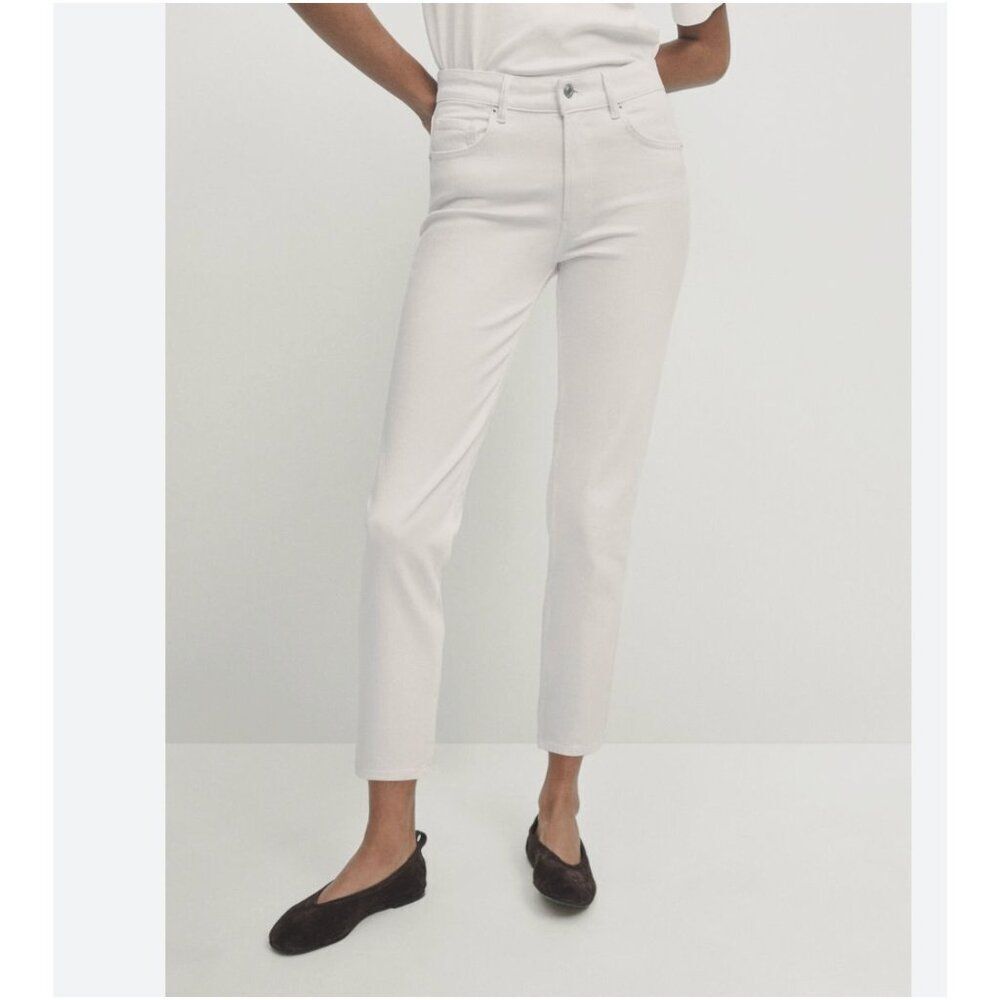 Massimo Dutti Womens Jeans EU 40 US 8 White Cropped Denim Mid Rise 5060/819 NWT